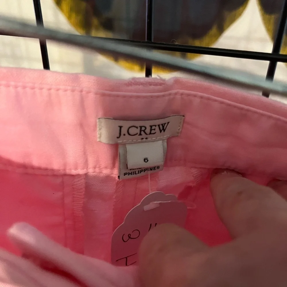 J. Crew High Waist Pink Shorts with Scalloped Hem